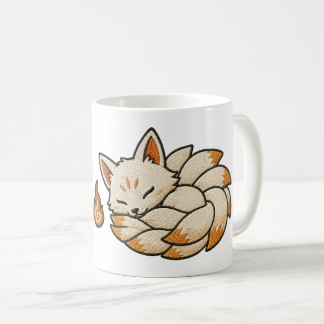 Kitsune Coffee Mug | Japanese Nine Tailed Fox Yoka (Devant droit)