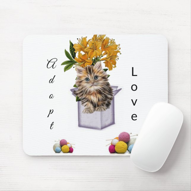 Kitten Adoption Love Souris Pad! Tapis de souris (Avec souris)