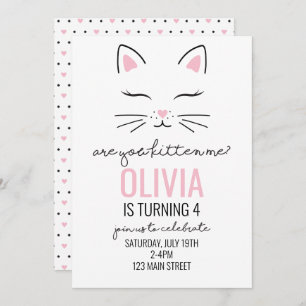 Kitten Anniversaire Invitation avec coeur rose kit