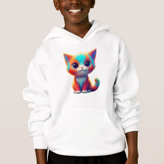 Kitten Assis Arc-en-Ciel Dessin Animé Art-68677 (Devant)