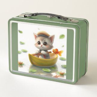 Kitten aventurier dans une Lunchbox de bateau