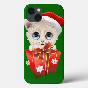 Kitten Christmas Père Noël avec coque ipad cadeau