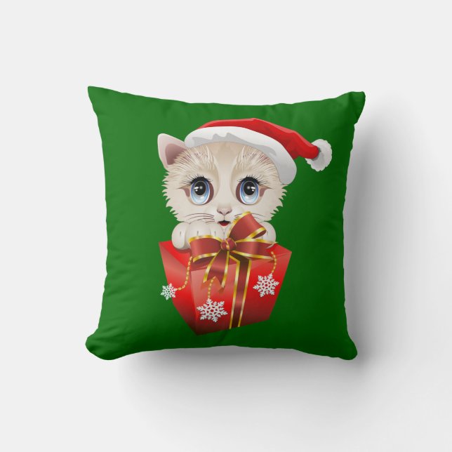 Kitten Christmas Père Noël avec Coussin cadeau (Recto)