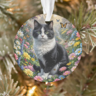 Kitten dans le jardin fleuri