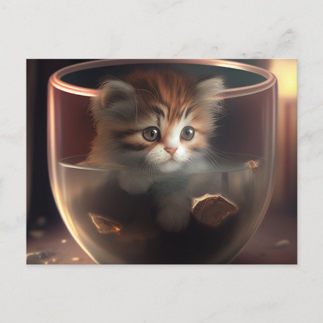 Kitten dans un teup transparent - Carte postale de (Devant)