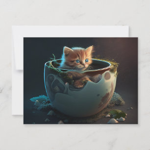 Kitten dans une tasse de lait - Carte postale de c