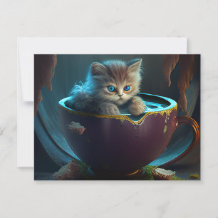 Kitten dans une théière de marron - Carte postale