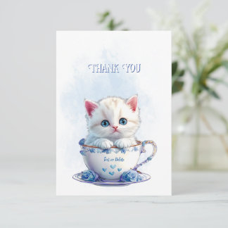 Kitten en Carte de remerciements Coupe Blue Flower