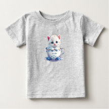 Kitten en Coupe Fleurs Bleues T-shirt bébé