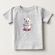 Kitten en Coupe Fleurs roses T-shirt bébé