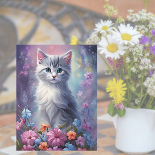 Kitten Fantaisiste dans le Jardin Carte Postale de