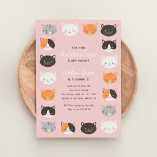 Kitten Girl Anniversaire Fête Invitation