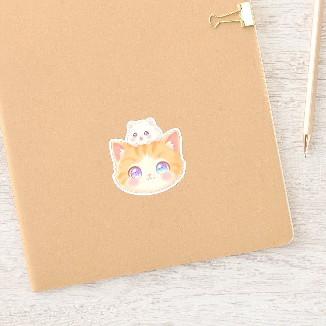 Kitten & Hamster Sticker | Happy Duo Friends (Carnet)
