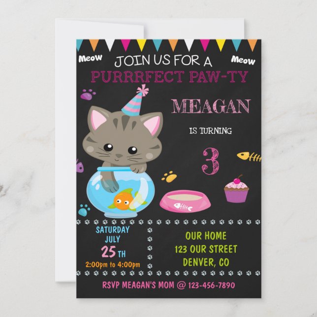 Kitten invitation anniversaire invitation Kitty in (Devant)