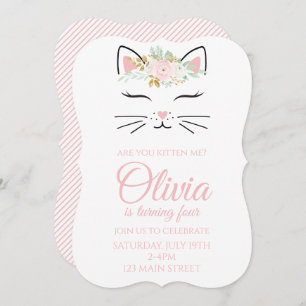 Kitten Invitation d'anniversaire avec un visage ki