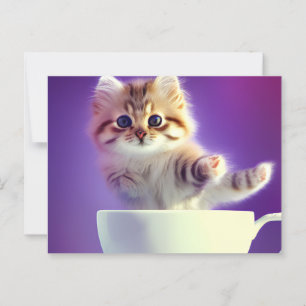 Kitten Jumping dans une tasse - Carte postale de c