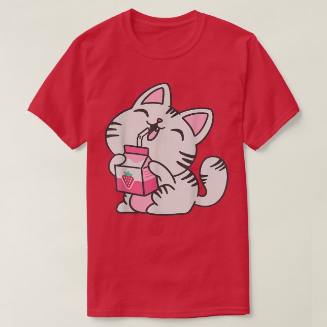 Kitten Lait Boire Otaku Neko Japon T-shirt (Design devant)