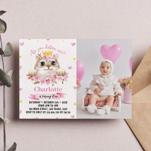 Kitten Pink Photo Invitation Anniversaire