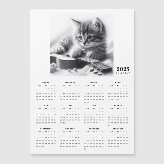 Kitten serré avec un calendrier magnétique de la g (Devant)