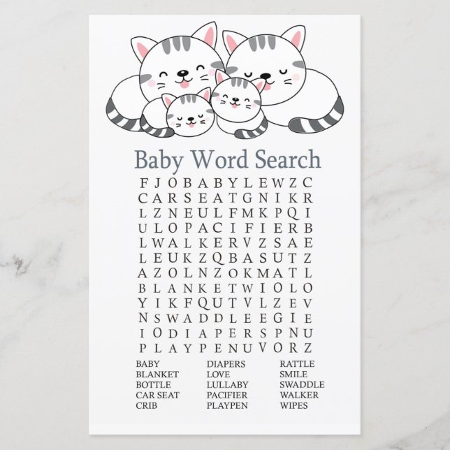 Kittens Baby shower Mot de recherche Jeu (Devant)