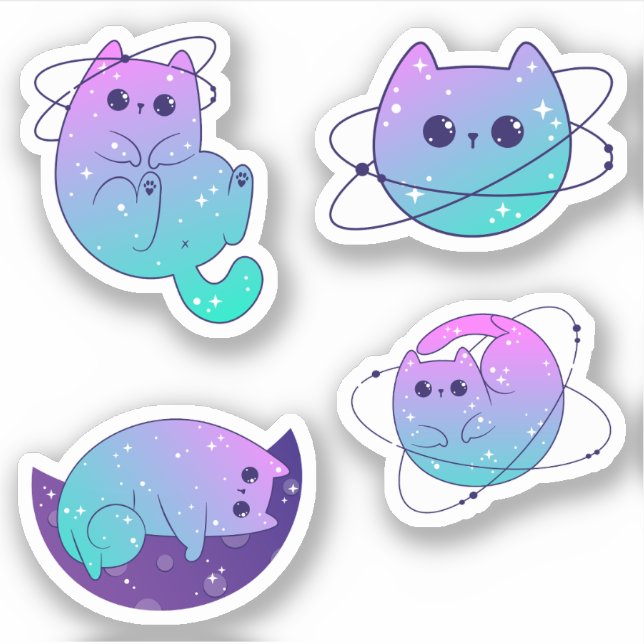 Kitties cosmiques - Sticker Cat Céleste Pack (Devant)