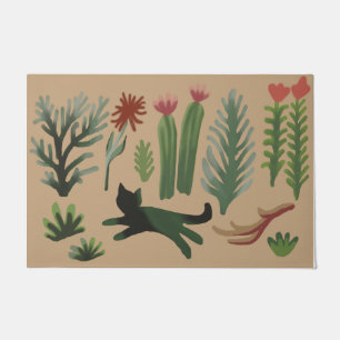 Kitty avec natte Plante, tapis de chat mignon