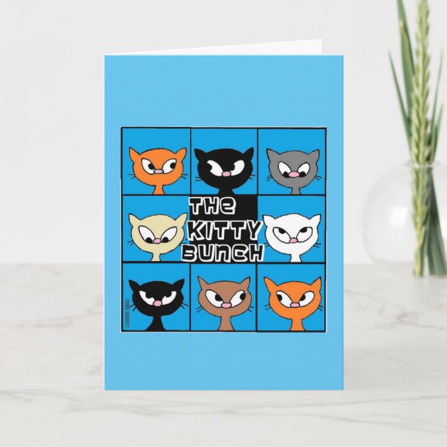 Kitty Bunch Pop Art mignonne Chat Carte d'annivers (Devant)