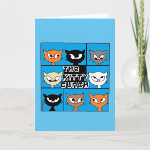 Kitty Bunch Pop Art mignonne Chat Carte d'annivers