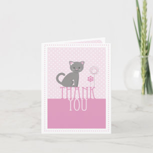 Kitty - Carte de remerciements rose