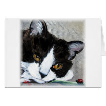 Kitty cat et ladybug carte de voeux vierge