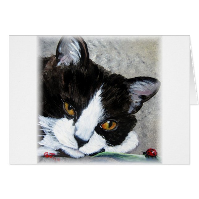 Kitty cat et ladybug carte de voeux vierge (Devant horizontal)