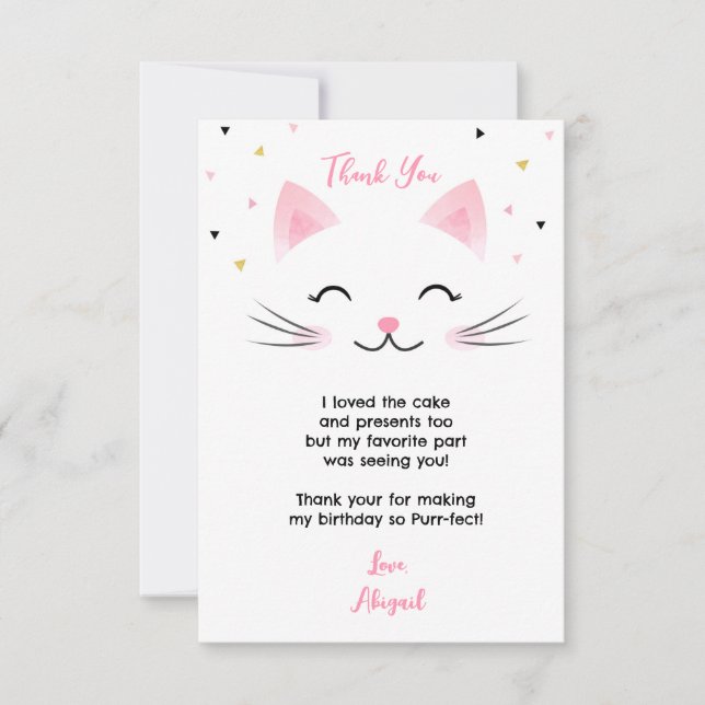 Kitty Cat Kitten Anniversaire Merci Cartes (Devant)