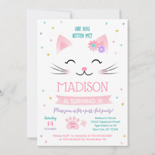 Kitty Cat Kitten Invitations pour l'anniversaire d