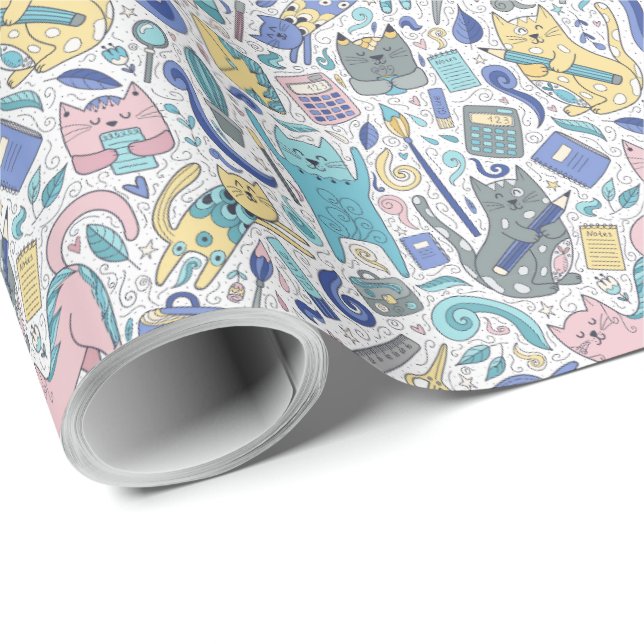 Kitty Cats Papier cadeau - Graduation - Cadeaux (Coin rond)