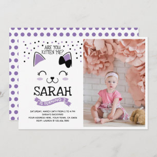 Kitty Chat Anniversaire Invitation avec photo
