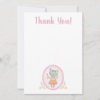 Kitty Chat rose mignon Carte de remerciements