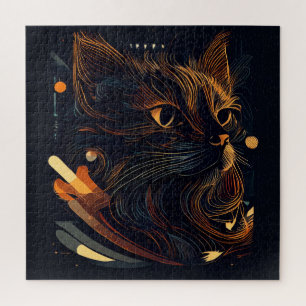 Kitty chat sur puzzle noir