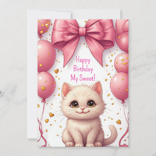 Kitty Fête d'anniversaire avec Ballons Roses 🐱