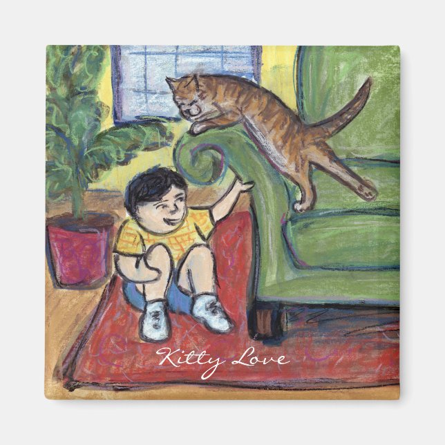 Kitty Love Games Custom Art Refrigerator Magnet (Devant)