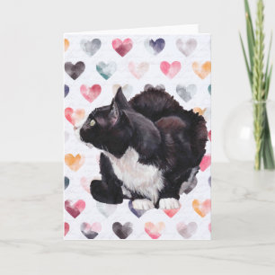 Kitty Love Tuxedo Chat Carte de voeux