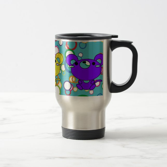 Kittys de couleur sur les cercles Mug de voyage en (Droit)