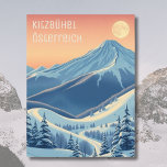 Kitzbühel Autriche vacances ski moderne Carte post<br><div class="desc">Montagnes neigeuses de Kitzbühel,  Autriche,  en Europe! Nous espérons que vous passerez de merveilleuses vacances à ski. Cette carte postale présente un magnifique paysage montagneux bleu-gris devant un ciel jaune orangé. Toutes les phrases de texte peuvent être customisées pour vous convenir!</div>