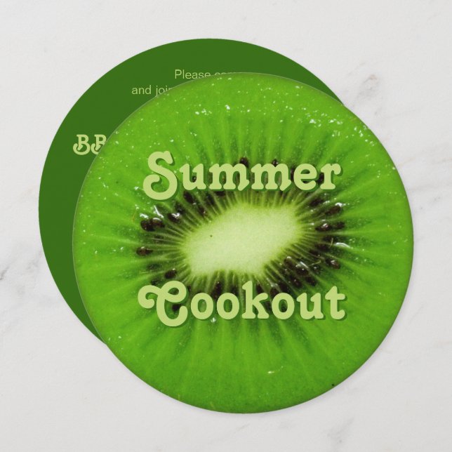 Kiwi Fruit Fresh Slice Summer Cookout Invitation (Devant / Derrière)