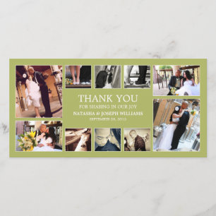 KIWI GREEN COLLAGE CARTE DE REMERCIEMENTS mariag