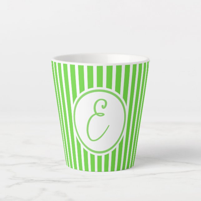 Kiwi vert avec des rayures blanches Latte Mug (Devant)
