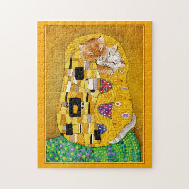 Klimt Kiss Gold Cat spozzle puzzle (Vertical)