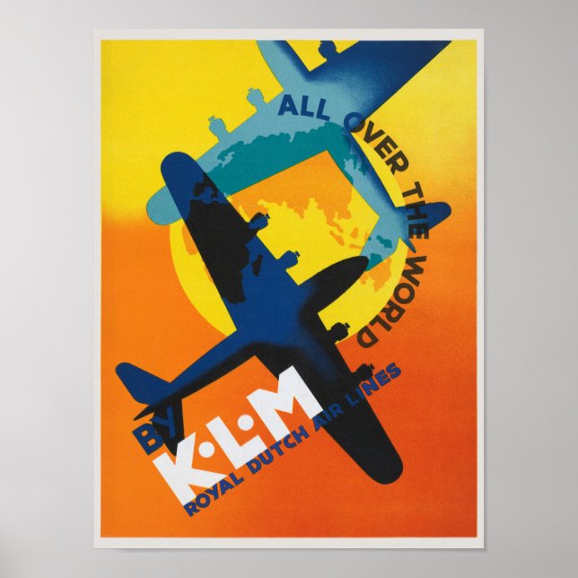 KLM dans le monde Poster vintage 1930 (Devant)