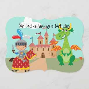 Knight Castle et Dragon Invitation d'anniversaire