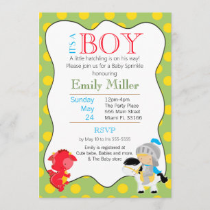 Knight Dragon Baby Boy Shower Invitation