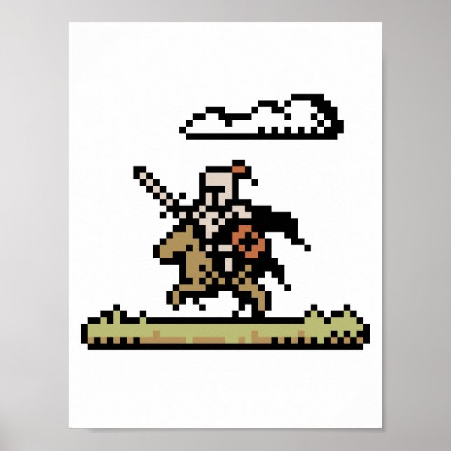 Knight On Horseback 8-Bit Pixel Art Poster (Devant)
